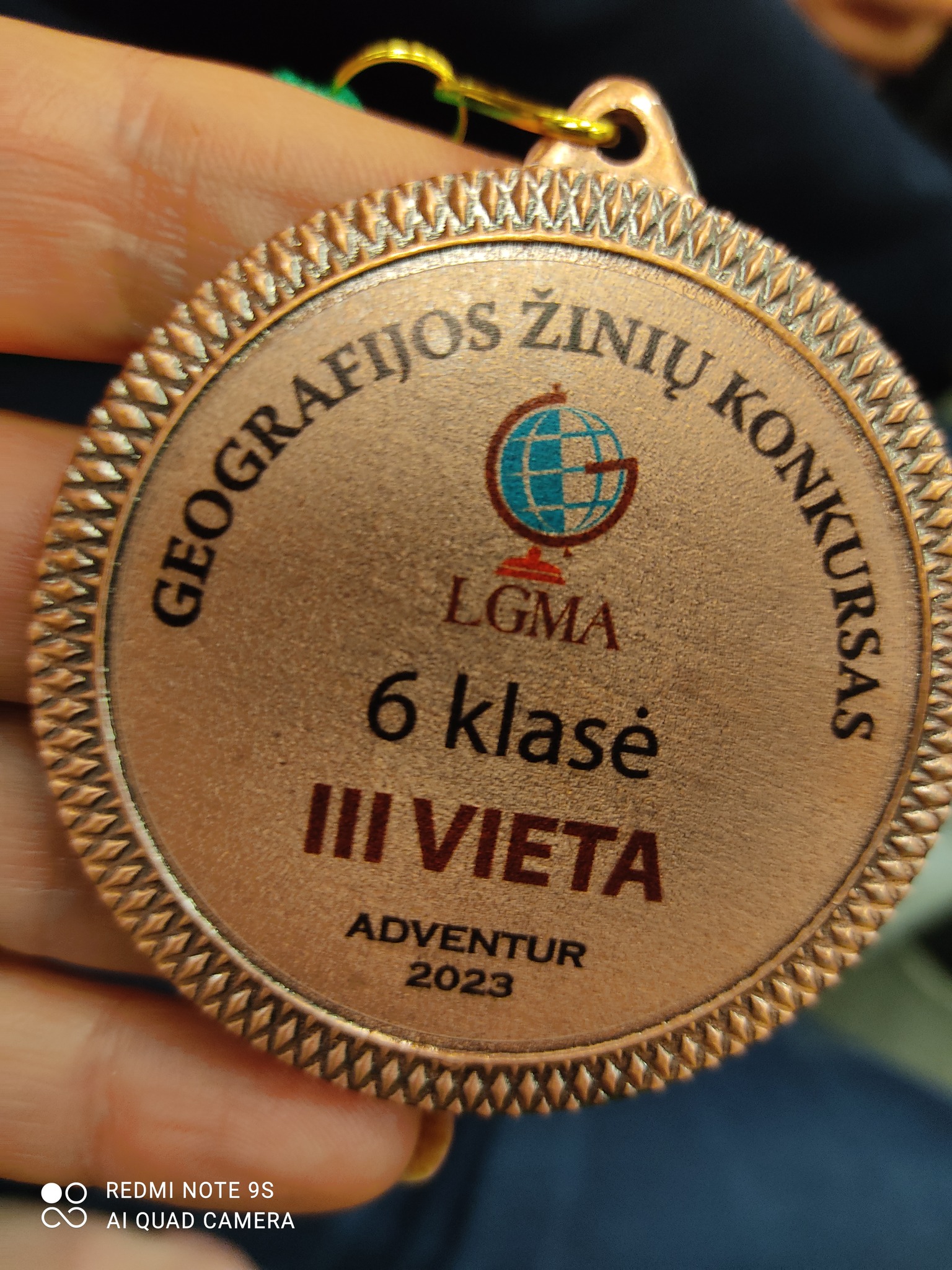Bronzos medalis nacionaliniame geografinių žinių konkurse